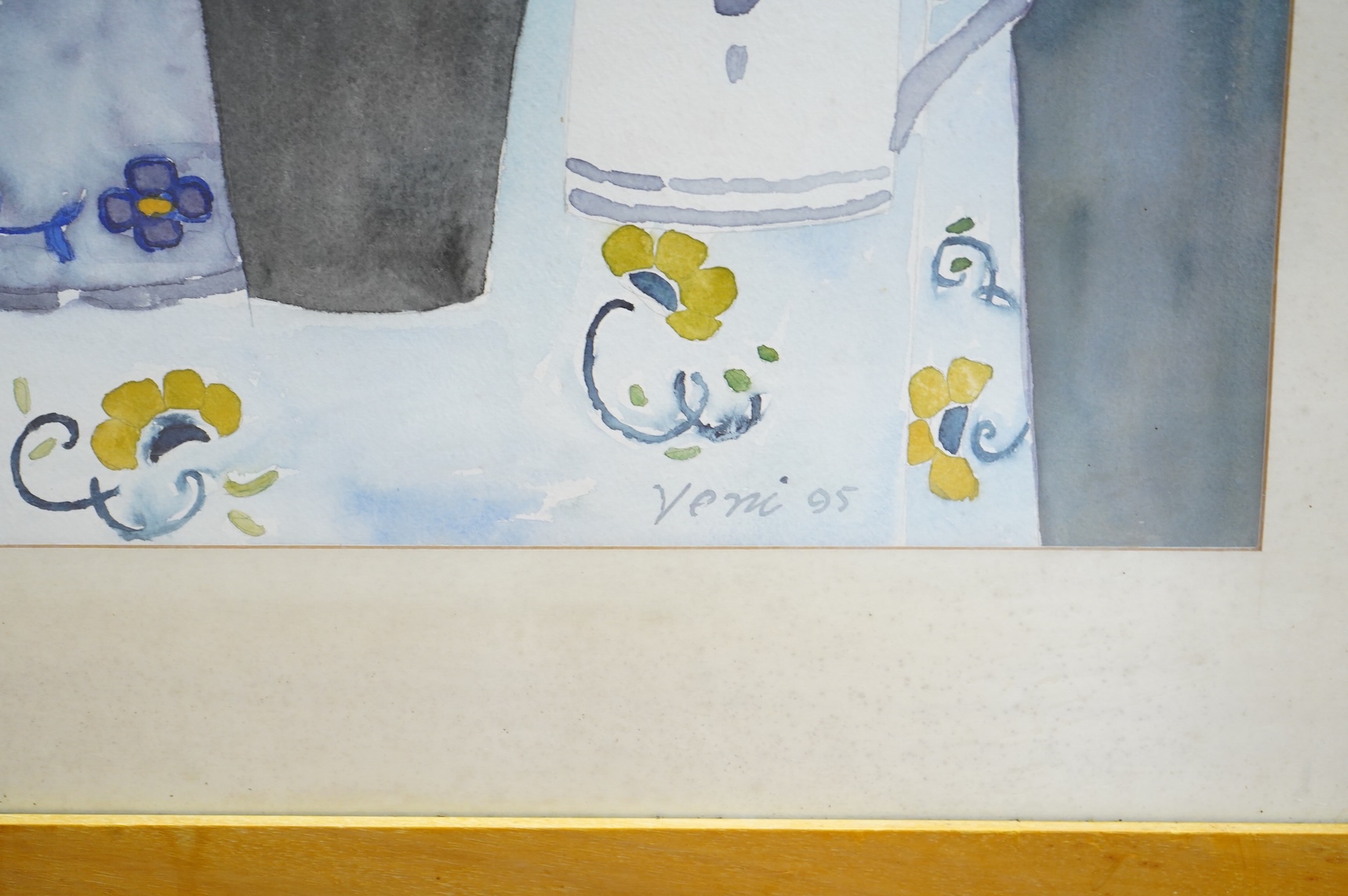 Veni Gligorova Smith (contemporary), Still life of flowers, signed and dated ‘95, watercolour, 55 x 55cm
